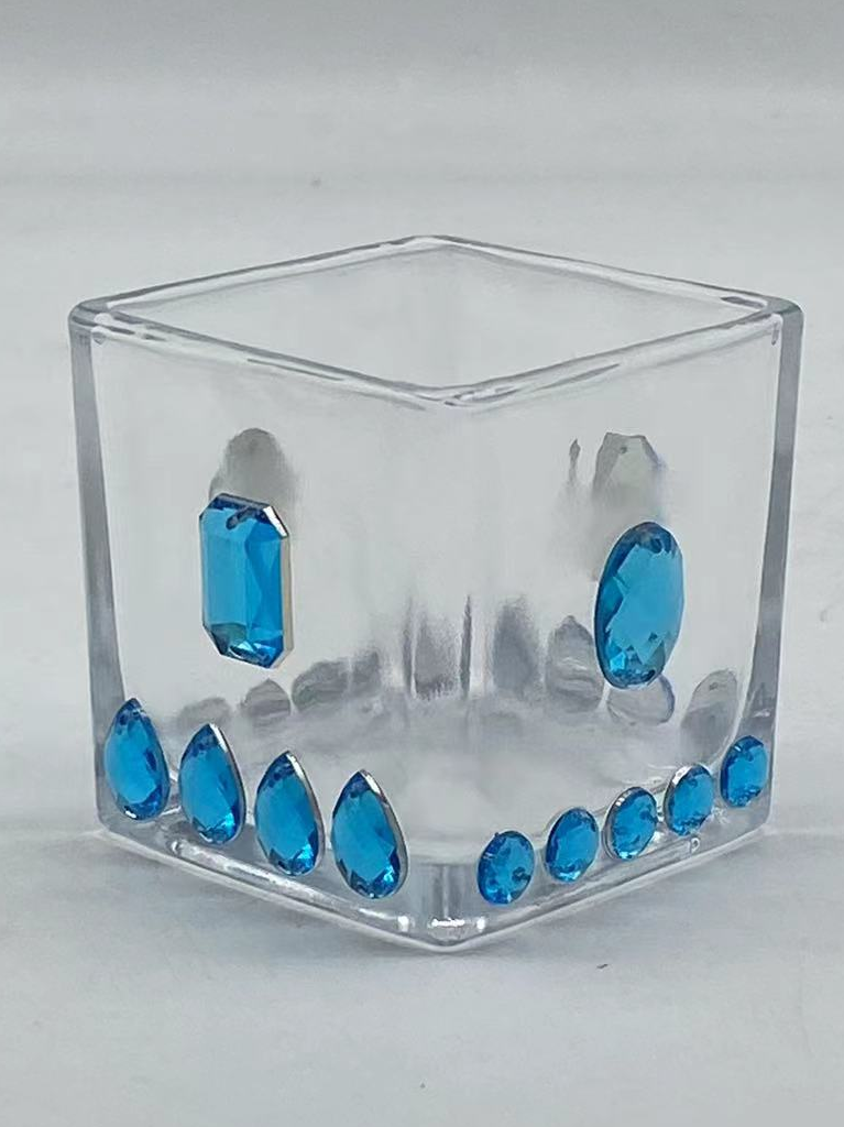 Christmas Celebration trumpet square cylinder glass Votive candle holder