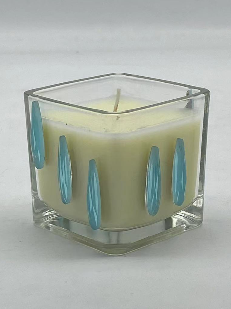 Christmas Celebration trumpet square cylinder glass Votive candle holder